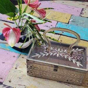 Vintage Lucite And Metal Box PURSE